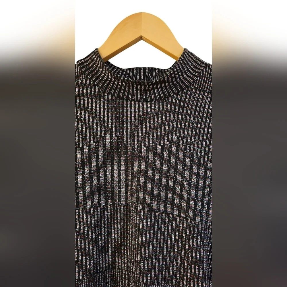 Ophelia Roe - NEW Women's Mock Neck Form- Fitted Midi Multicolor Shimmery Dress﻿ - Picture 5 of 7